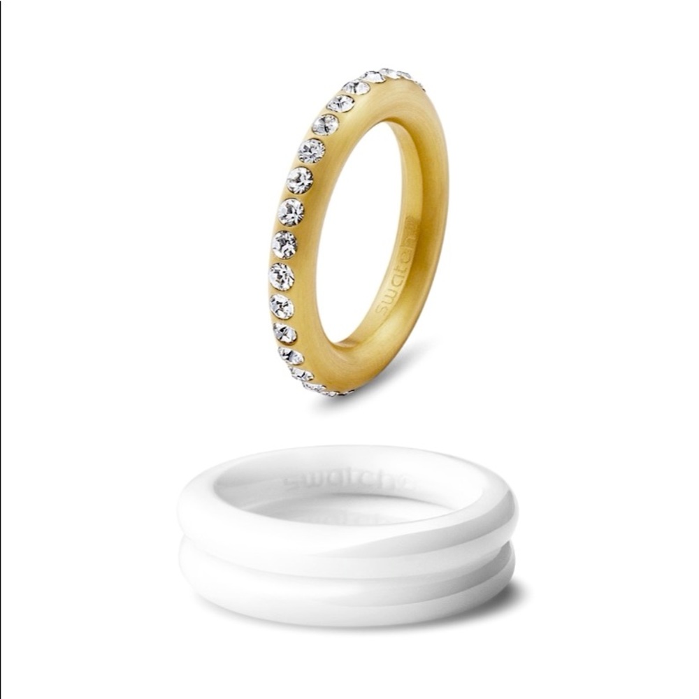 Y2K SWATCH BIJOUX DELUXE TRIO WHITE AND GOLDEN RING